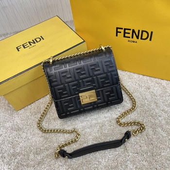 Replica Copy Fendi Kan U Small Black Leather Mini Bag