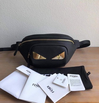 Replica Top Quality Fendi Men Black Romano Leather Belt Bag