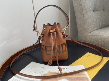 Replica New Replica Fendi Mon Tresor Small Bucket Bag With Fendi Logo Brown