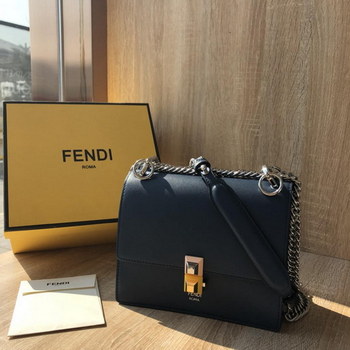 Replica Perfect Replica Fendi Small Kan I Blue Leather Mini Bag