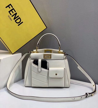 Replica Replica Fendi Peekaboo Iconic Mini White Leather Bag