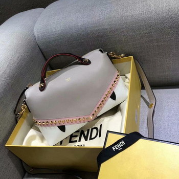 Replica Cheap Fendi BY THE WAYBoston Bag with Zip Fastening Grey Pink White
