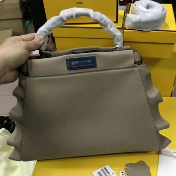 Replica FendiPeekaboo 33cm Burgundy Leather Handbag Grey