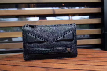 Replica Fendi Clutch Bag in Black Roman Leather