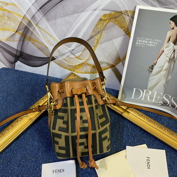 Replica Copy Fendi Mon Tresor Bucket Bag in Green Canvas