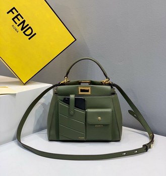 Replica Replica Fendi Peekaboo Iconic Mini Green Leather Bag