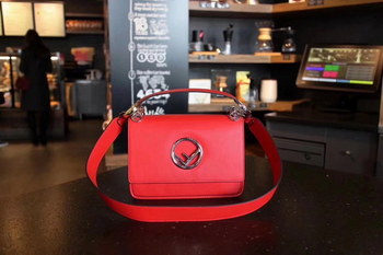 Replica Fendi Kan I F Bag with Flap and New Fendi Logo Red Leather