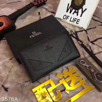 Replica Fendi Black Bugs Eye Zipper Wallet