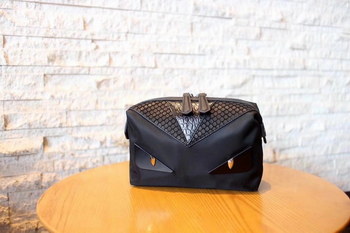 Replica Fendi Bugs Roman Leather Washing Bag Black