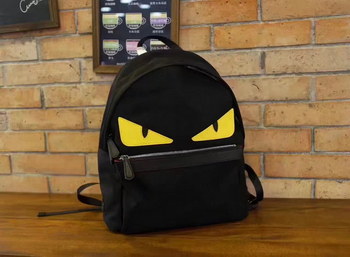 Replica Fendi Monster Nylon Backpack Yellow and Black