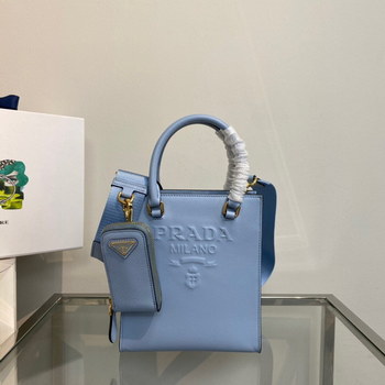 Replica New Copy Prada 1BA333 Small Saffiano Leather Handbag Light Blue