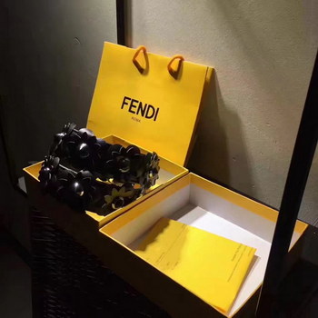 Replica Fendi Strap You Interchangeable Black Leather Strap With Flowers