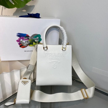 Replica New Copy Prada 1BA333 Small Saffiano Leather Handbag White
