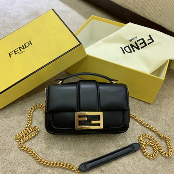 Replica Replica Fendi Mini Baguette bag with Sliding Chain Black