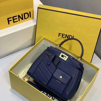 Replica Replica Fendi Peekaboo Iconic Mini Blue Leather Bag