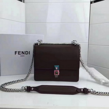 Replica Fendi Small Kan I Dark Brown Leather Mini Bag