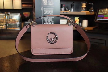 Replica Fendi Kan I F Bag with Flap and New Fendi Logo Pink Leather