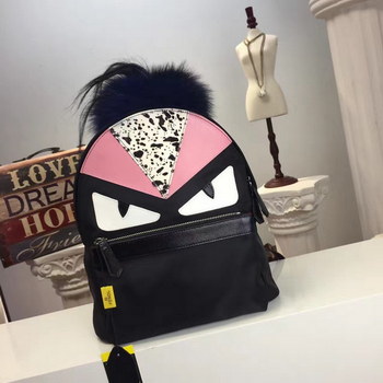 Replica 2017 New Fendi Bugs Nylon and Leather Backpack Pink