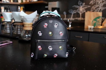 Replica Fendi Women Small Backpack Black Leather