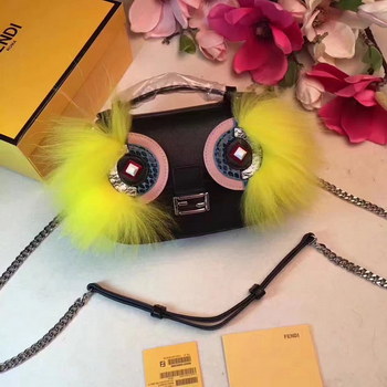 Replica Fendi Baguette Micro Double Sided Monster Crossbody Bag Yellow