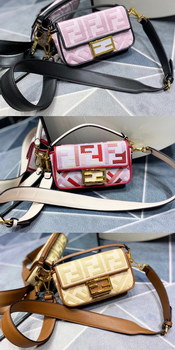 Replica Top Quality Fendi Baguette Embroidered Canvas Bag 19cm 3 Colors