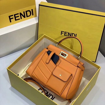 Replica Replica Fendi Peekaboo Iconic Mini Orange Leather Bag
