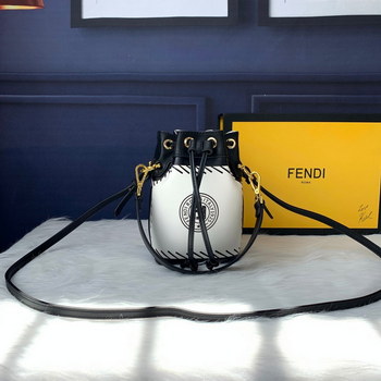 Replica Replica Fendi Mon Tresor Small Bucket Bag With Fendi Logo White Canvas Mini Bag