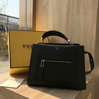 Replica NEW Replica Fendi Runaway Small Black Leather Tote Bag