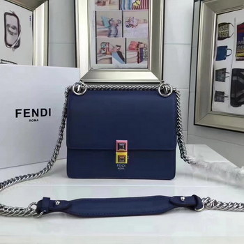Replica Fendi Small Kan I Blue Leather Mini Bag