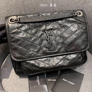 Replica Replcai Saint Laurent NIKI Medium Bag in Crinkled Vintage Leather Black