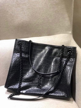 Replica Replica Saint Laurent NIKI medium shopping bag in crocodile embossed leather Black