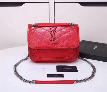 Replica 2018 Hot Sale Saint Laurent Baby NIKI Chain Shoulder Bag Red Leather