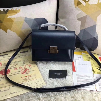 Replica YSL Medium Bellechasse Saint Laurent Bag In Black Leather Navy Blue
