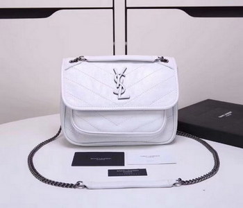 Replica 2018 Hot Sale Saint Laurent Baby NIKI Chain Shoulder Bag White Leather