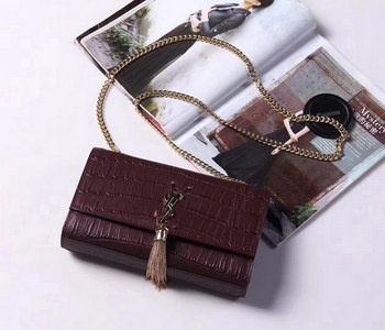 Replica Yves Saint Laurent Medium Kate Monogram Tassel Satchel Crocodile Dark Red