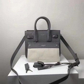 Replica Saint Laurent Baby Sac De Jour Souple Duffle Bag in Grey Moroder Leather
