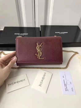 Replica YSL Classic Monogram Saint Laurent Gourmette Chain Shoulder Bag Dark Red With Gold