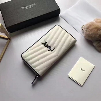 Replica Yves Saint Laurent Fashion Leather Zip Wallet White