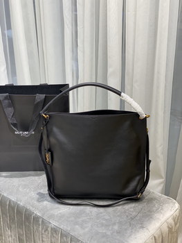 Replica Copy Saint Laurent Tag Hobo Bag In Smooth Saddle Leather Black
