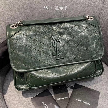 Replica Replcai Saint Laurent NIKI Medium Bag in Crinkled Vintage Leather Emerald