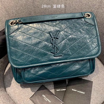 Replica Replcai Saint Laurent NIKI Medium Bag in Crinkled Vintage Leather Blue