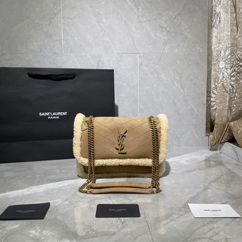 Replica Original Copy Saint Laurent Niki Monogram Bag With Flap in Nubuck and Shearling
