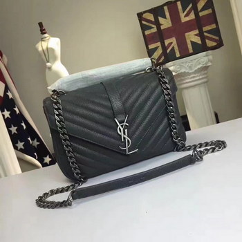 Replica Classic Saint Laurent Top Handle Bag With Metal Chain And Leather Removable Shoulder Strap Black