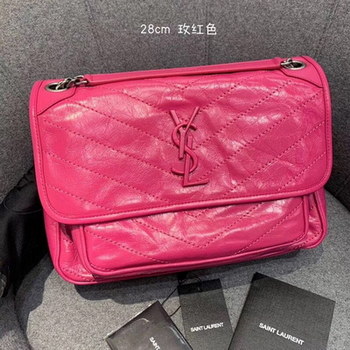 Replica Replcai Saint Laurent NIKI Medium Bag in Crinkled Vintage Leather Pink