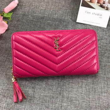 Replica Replica Saint Laurent Monogram Wallet In Grain De Poudre Embossed Leather Rose With Gold LOGO