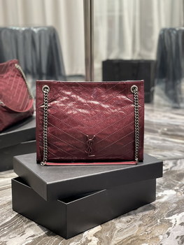 Replica Fake Saint Laurent Niki Shopping Bag Wrinkled Leather Red