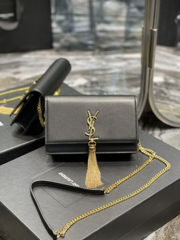 Replica Original Copy Saint Laurent Kate Chain Wallet with Tassel in Smooth Leather with Gold