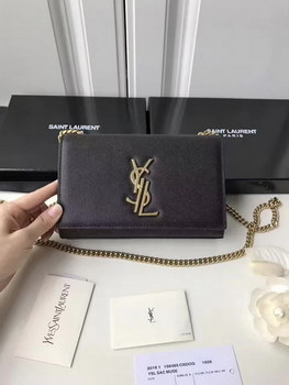 Replica YSL Classic Monogram Saint Laurent Gourmette Chain Shoulder Bag Black With Gold