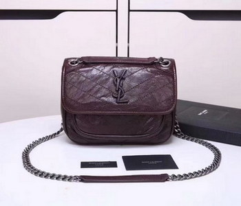 Replica 2018 Hot Sale Saint Laurent Baby NIKI Chain Shoulder Bag Dark Red Leather