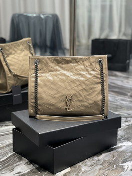 Replica Fake Saint Laurent Niki Shopping Bag Wrinkled Leather Beige